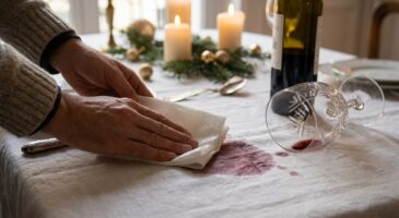 Vin renversé sur votre nappe au Réveillon ? Voici la technique express à connaître avant que la tache s’incruste