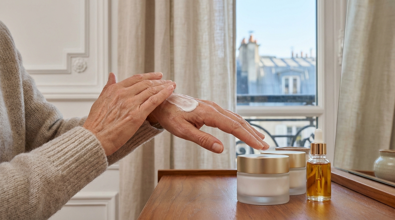 À 61 ans, Philippine Leroy-Beaulieu ne jure que par ce soin anti-âge français quand le froid menace de ruiner son teint d’hiver