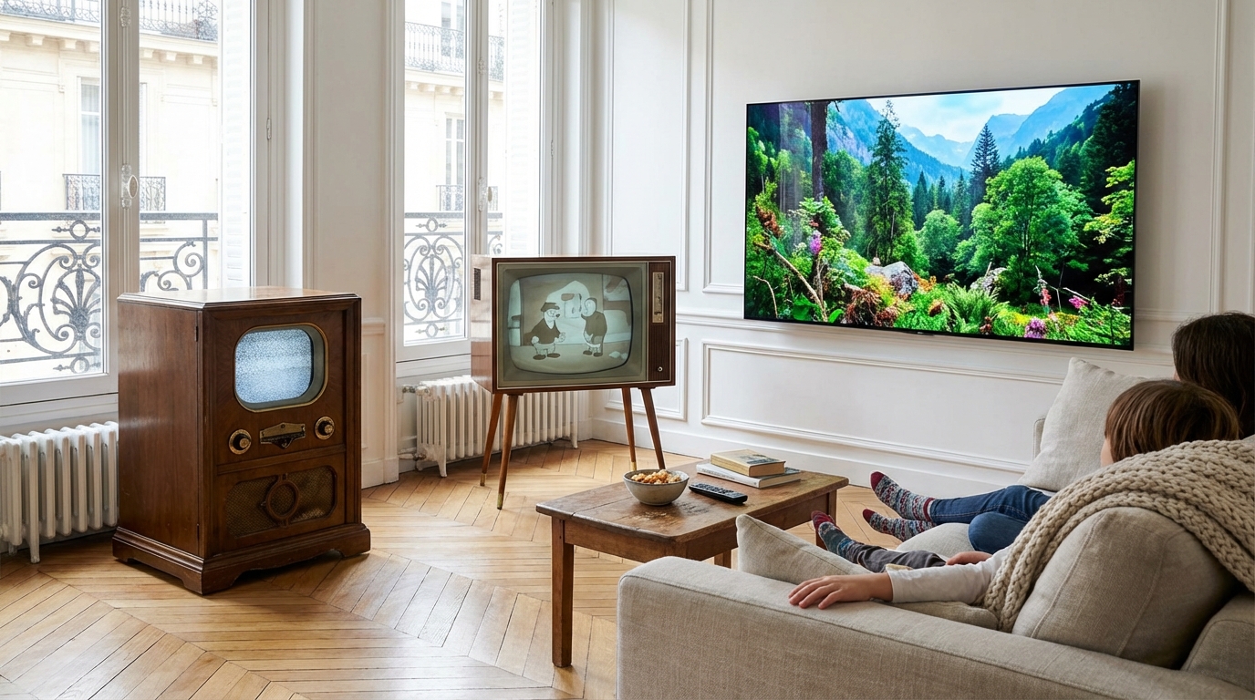 Ce grand écran de votre salon fête ses 100 ans aujourd’hui : l’histoire cachée de ces soirées partagées que vous croyez connaître