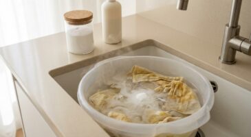Ce produit naturel dont personne ne parle redonne vie aux torchons de cuisine jaunis et graisseux en un seul trempage