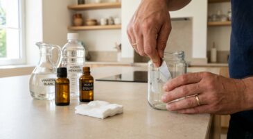 Cette préparation express en 2 minutes avec 3 produits retire la colle sur le verre sans trace (et sauve vos bocaux)