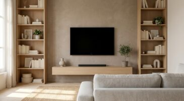 Petit salon : cet aménagement discret de la TV vous permet de profiter de vos films sans perdre le moindre mètre carré