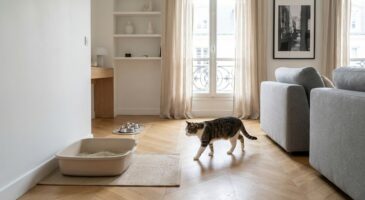 Pipis sur le lit, miaulements… ce coin où tout le monde met les toilettes du chat le rend nerveux sans prévenir