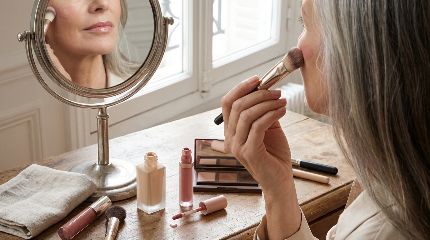 À 62 ans, Philippine Leroy-Beaulieu suit cette règle maquillage anti-rides qui change tout pour peau mature, validée par les pros