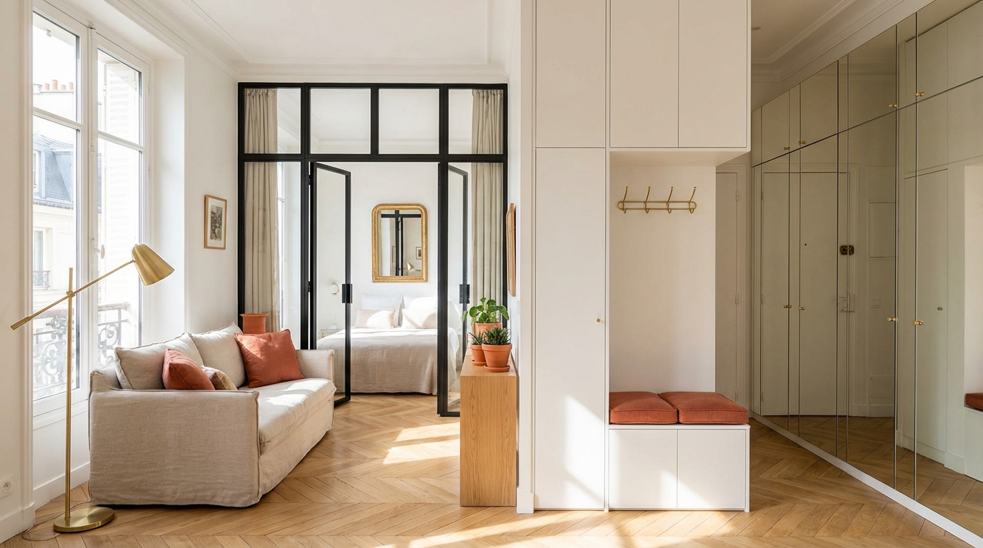 Ce 34 m² truffé de rangements invisibles va vous faire regretter la façon dont vous aménagez votre petit appartement