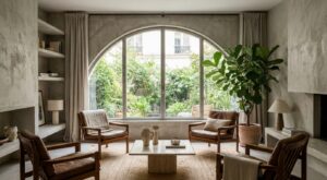 Ce logement aux jardins secrets prouve qu&rsquo;on peut oser style brutaliste avec des pièces chinées sans salon glacé ni effet bunker