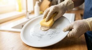 Avant de jeter vos assiettes blanches rayées, ce produit du placard efface ces traces grises en quelques secondes seulement