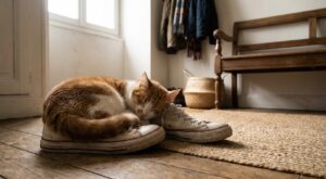 Il dort toujours dans ces affaires de l&rsquo;entrée : ce que ça révèle vraiment sur ce lien si particulier avec votre chat