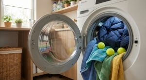 Serviettes rêches, doudounes raplapla : ce petit objet de sport dans le sèche-linge change tout (et vous l&rsquo;avez déjà chez vous)