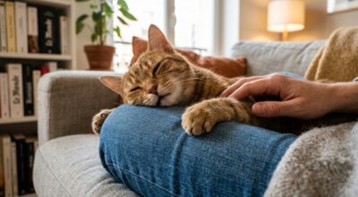 Ce rituel du soir où votre chat s&rsquo;acharne sur vos cuisses cache un manque de son enfance (les vétérinaires s&rsquo;en méfient)