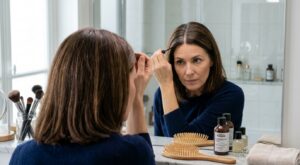 Cheveux blancs sur brunes : cette astuce de maquillage efface les racines en 10 secondes sans coloration (et ça marche vite)