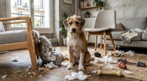Chien qui détruit tout quand il est seul : ce besoin essentiel qu’il tente de vous crier à travers vos meubles ravagés