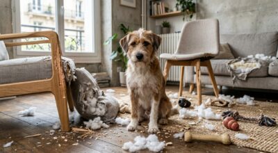 Chien qui détruit tout quand il est seul : ce besoin essentiel qu’il tente de vous crier à travers vos meubles ravagés