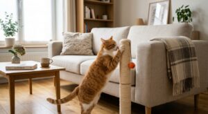 Je n’en pouvais plus de voir mon canapé en lambeaux : ce petit accessoire pour chat à quelques euros posé là a tout changé