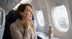 Jet lag et cabine ultra-sèche : ces 5 actifs à appliquer avant et après le vol pour éviter la peau froissée et cernes à l’arrivée