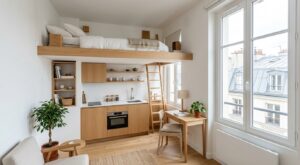 Paris 15e : ce micro-studio de 16 m² saturé devient méconnaissable grâce à cet aménagement en hauteur pensé pour le télétravail