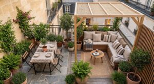 Petite terrasse encombrée : ces 6 astuces de pro pour créer deux vrais espaces cosy sans travaux (et gagner une place folle)
