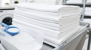 Oubliez l’adoucissant à 6 € : ce produit que les hôtels ajoutent en douce au lavage rend les draps blancs et ultra doux longtemps